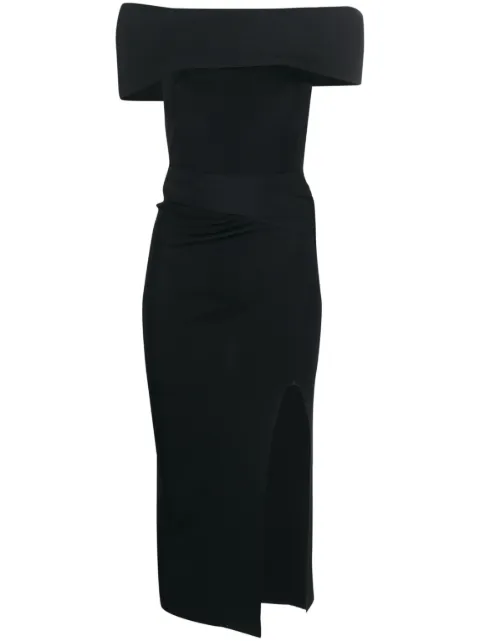 ALESSANDRO VIGILANTE off-shoulder ribbed knit dress Black VEWW75003AVWE600