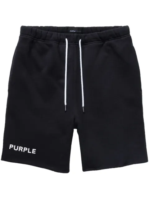 Purple Brand logo-print cotton track shorts Black P446HSBW323