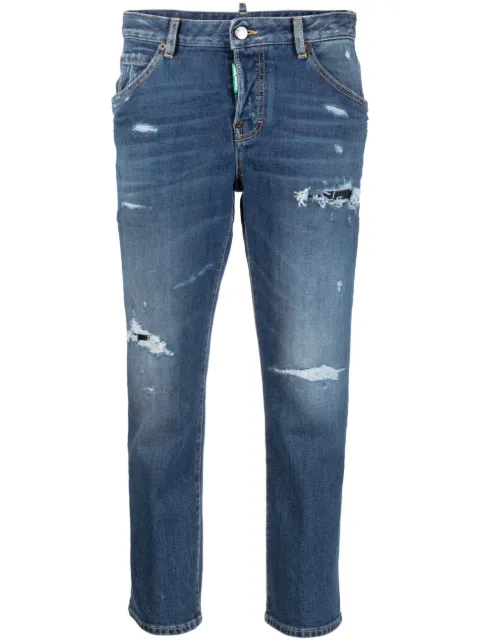 DSQUARED2 distressed slim-fit cropped jeans Blue S73LA0286S30817