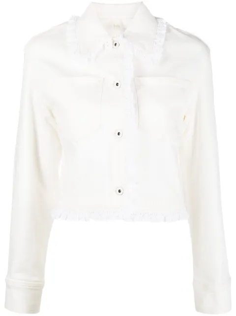 Kenzo broderie-anglaise cropped denim jacket Neutrals FD52DV2406D2