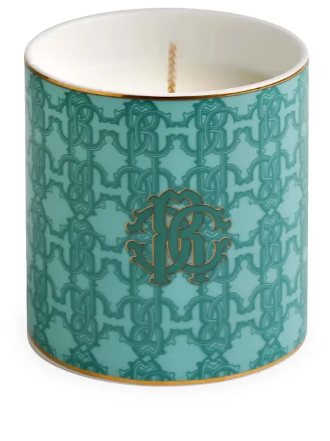 Roberto Cavalli Home Turquoise Monogram scented candle (270g) Blue RCHPTMG40S1