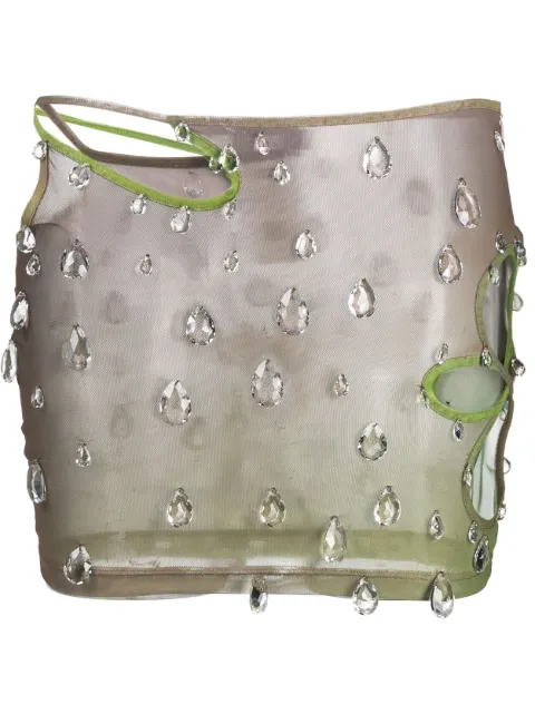 GCDS Sita Drops crystal-embellished miniskirt Green SS23W650402