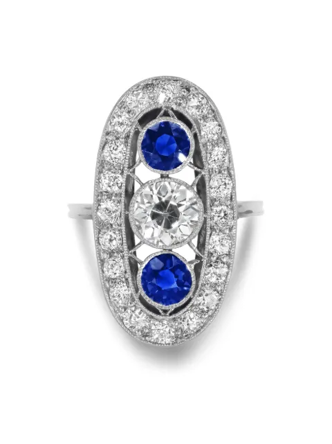 Pragnell Vintage 18K gold and platinum sapphire diamond cocktail ring Gold 275365