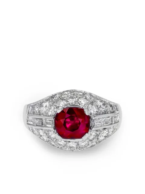 Bvlgari Pre-Owned 1960s platinum Trombino ruby diamond ring Silver 154312