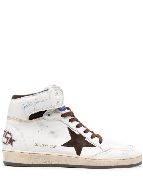 Golden Goose Sky-Star trainers in white nappa leather with a chocolate suede star White GMF00230F004005
