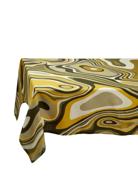L'Objet Sateen Waves linen tablecloth Green LN6120