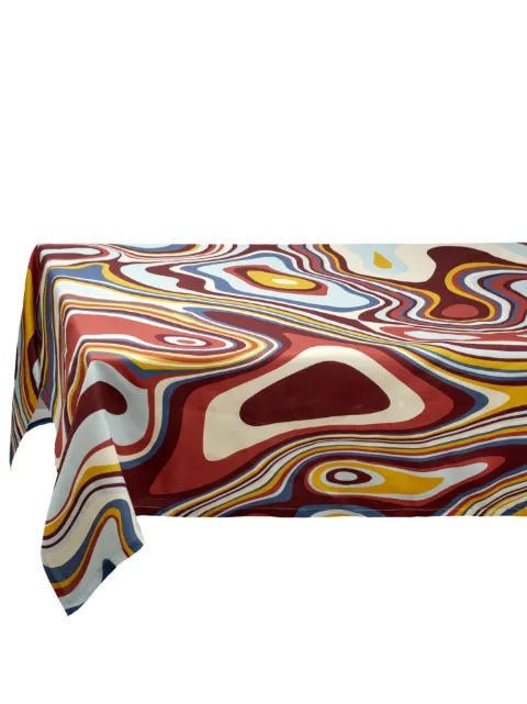 L'Objet Sateen Waves linen tablecloth Red LN6221