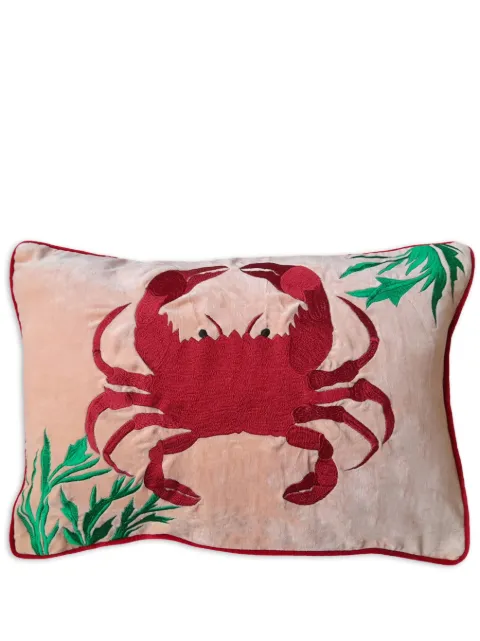 Les-Ottomans Crab embroidered cushion Pink EBC16