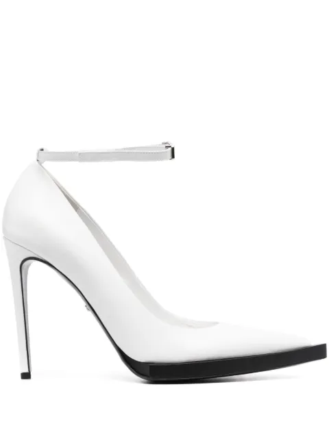 GCDS 110mm pointed leather pumps White CC94W700100