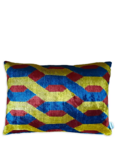Les-Ottomans geometric-print velvet cushion Multicolour V671