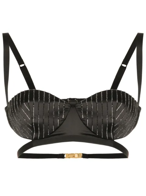 GCDS rhinestone-embellished bra top Black SS23W340700