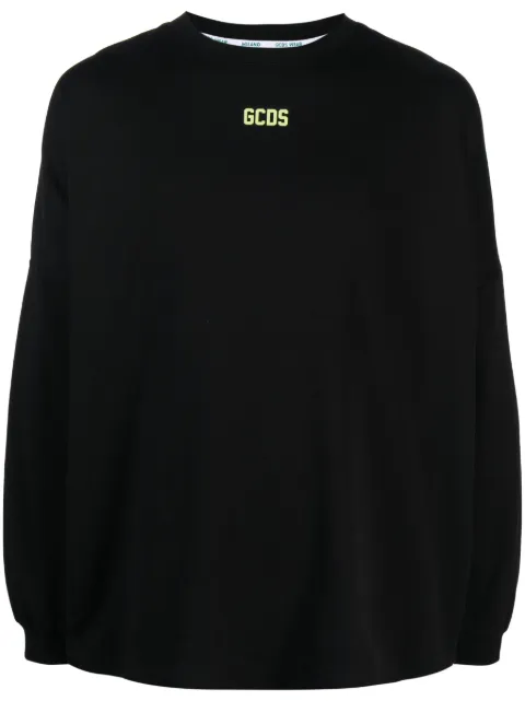GCDS long-sleeved logo-print T-shirt Black CC94M120104