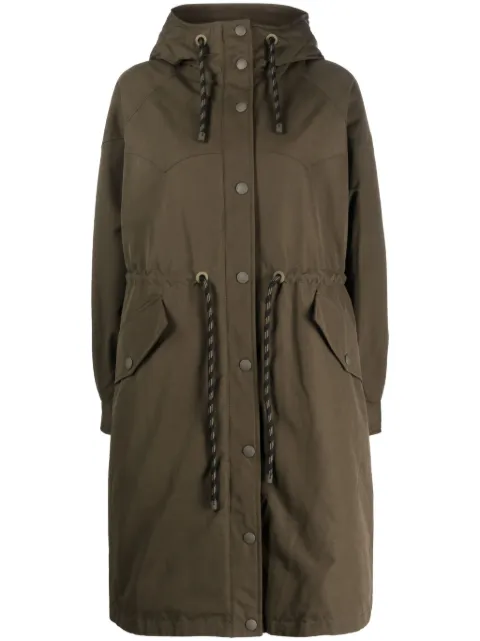 Woolrich long-line drawstring parka coat Green CFWWOU0854FRUT3490