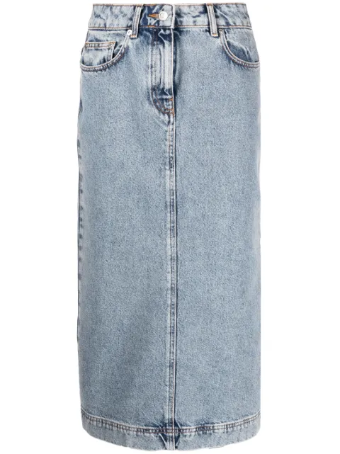 MOSCHINO JEANS washed-denim midi skirt Black J01048235