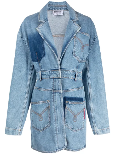 MOSCHINO JEANS notched-lapel denim minidress Blue J04458236