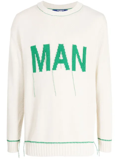 Junya Watanabe MAN jacquard-logo knitted sweatshirt Neutrals WKN001