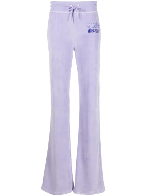 Moschino logo-print velour track pants A03128260