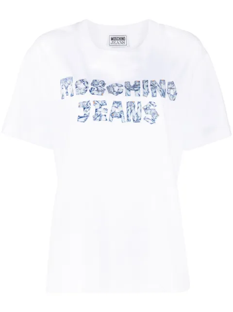 MOSCHINO JEANS jeans logo-print T-shirt White J07088262