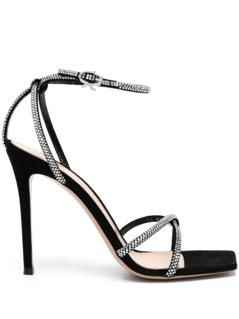 Gianvito Rossi cystal-embellished 120mm suede sandals Black G3232615RICCAMBLACK
