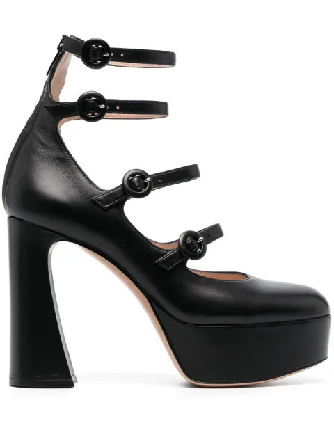 Gianvito Rossi almond-toe leather pumps Black G2532970RICNAP