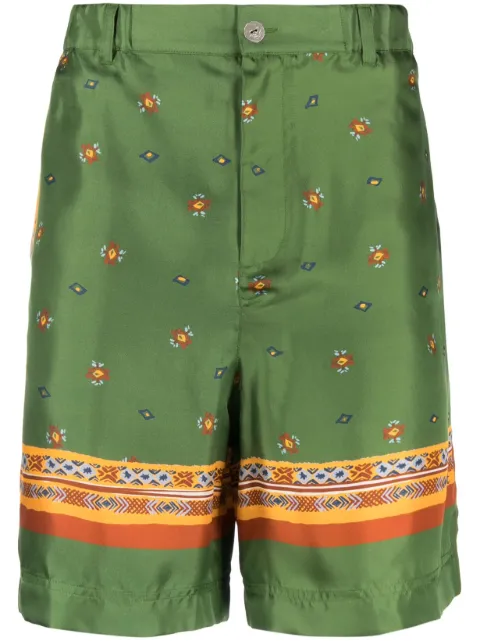 Nick Fouquet graphic-print silk shorts Green NFMW30014B