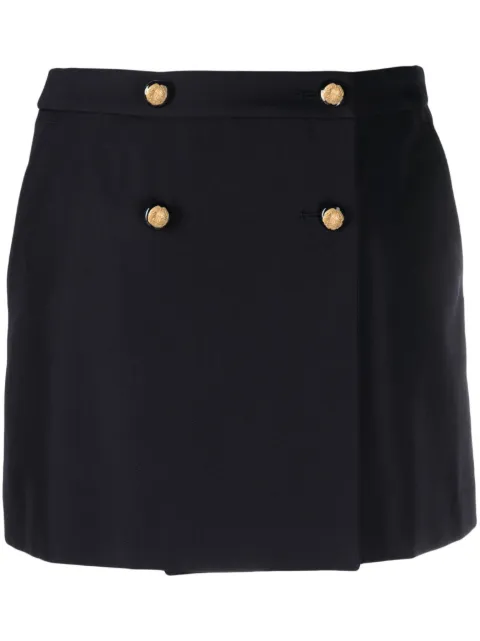 Alexander McQueen wool-cotton blend mini wrap skirt Blue 752499QJACF