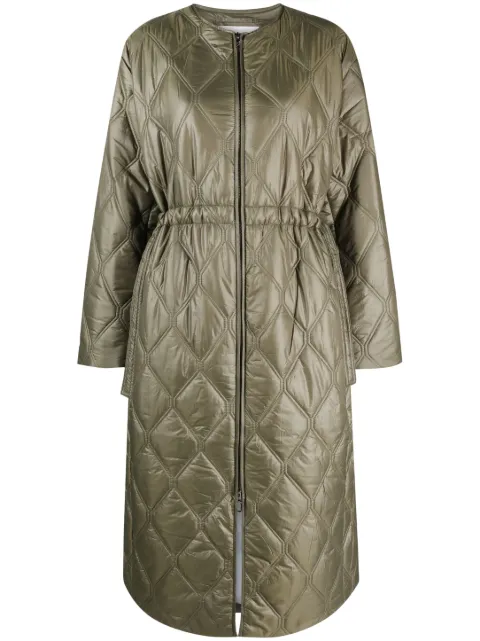 GANNI drawstring quilted coat Green F8535