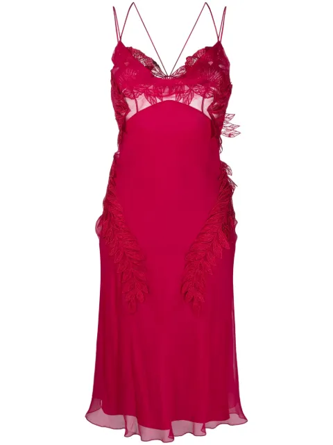 Alberta Ferretti embroidered silk midi dress Pink A04360114