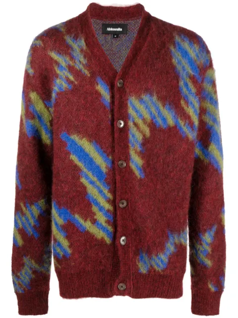Ahluwalia Ongoye patterned intarsia-knit cardigan Red MAHLUKN012AW23YA