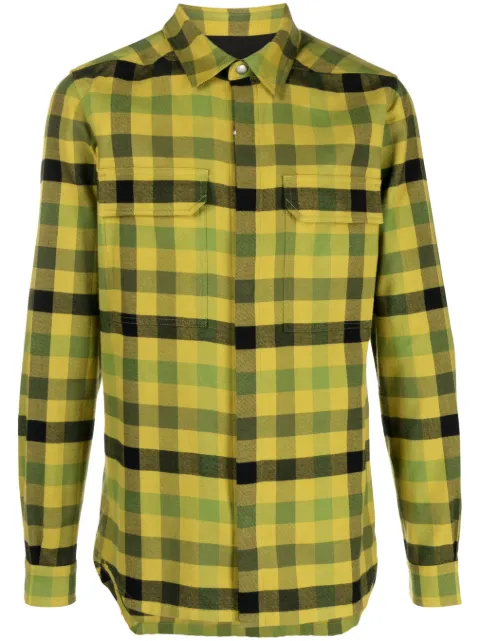 Rick Owens check-pattern cotton shirt Yellow RU02C7236CP