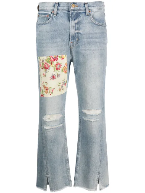 B SIDES cropped distressed-effect jeans Blue W504T