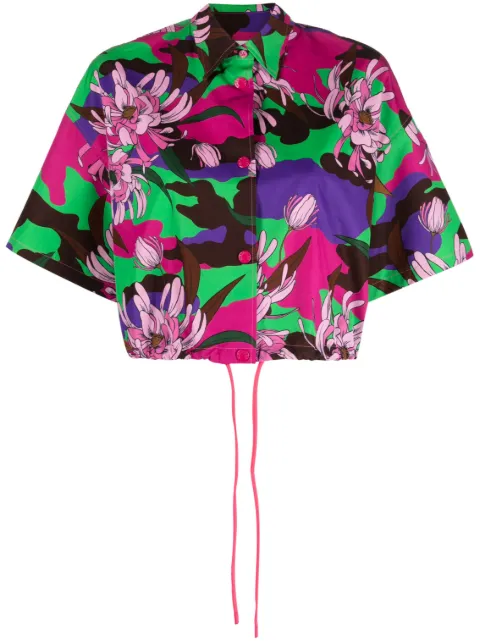 Moncler floral-print cropped shirt Pink I10932F00010596S1
