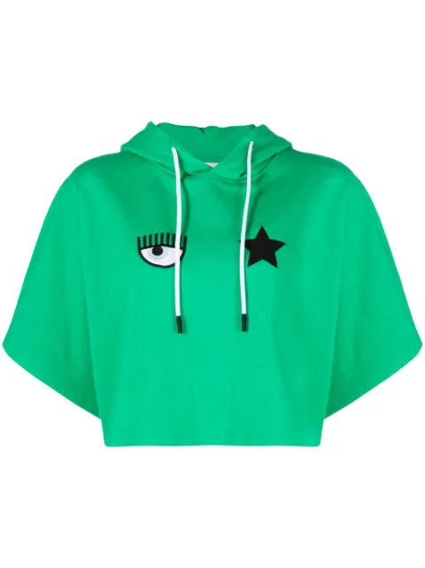 Chiara Ferragni Eye-like motif cropped hoodie Green 74CBIT09CFT02