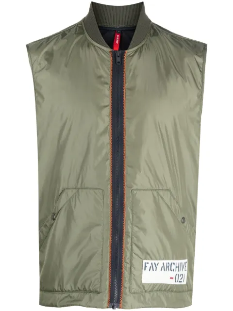 Fay logo patch contrast stitch gilet Green MAM10462800