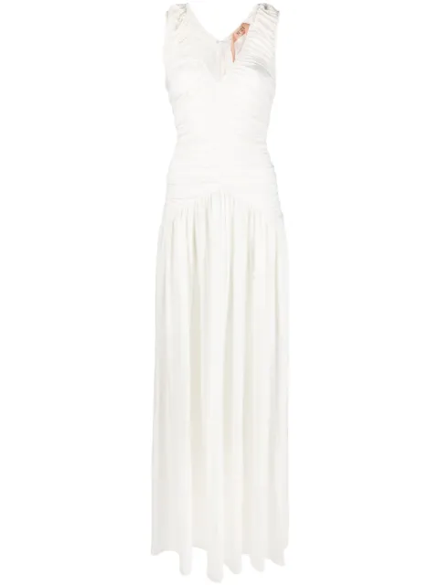 Nº21 ruched-detailing long dress Neutrals 23EN2M0H1714710