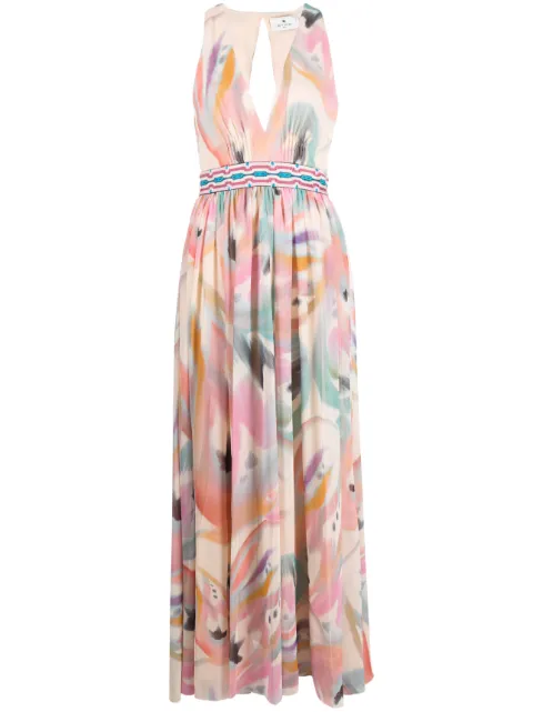 ETRO abstract-print silk maxi dress Neutrals 123514500