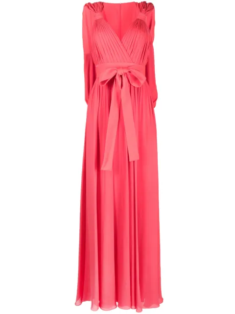 Elie Saab bow-detail double georgette gown Red 15122