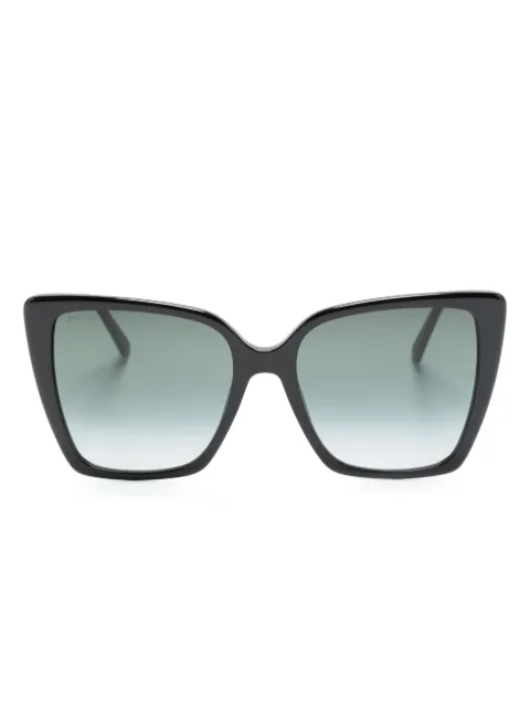 Jimmy Choo Eyewear oversize-frame glitter sunglasses Black LESSIE