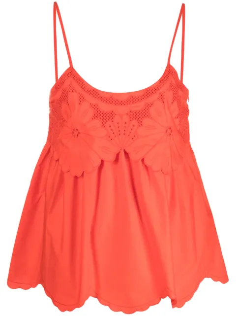 TWINSET broderie anglaise poplin top Orange 231TT2304