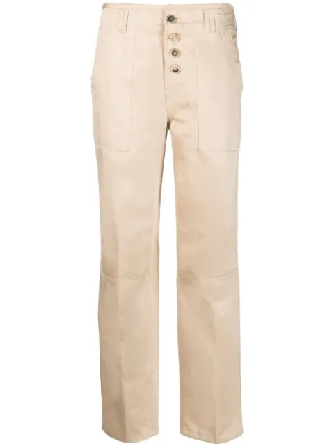 Semicouture button-fly straight-leg trousers Neutrals S3SQ05