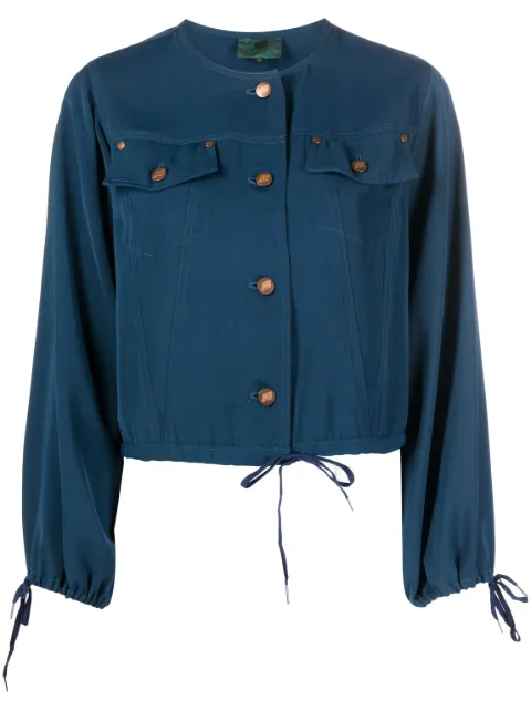 Jean Paul Gaultier Pre-Owned 1980s collarless buttoned blouse Blue JPG2182PT