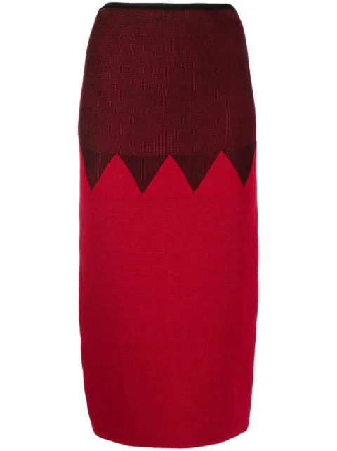 Jean Paul Gaultier Pre-Owned 1987 zigzag knit midi skirt Red JPGV034PTA