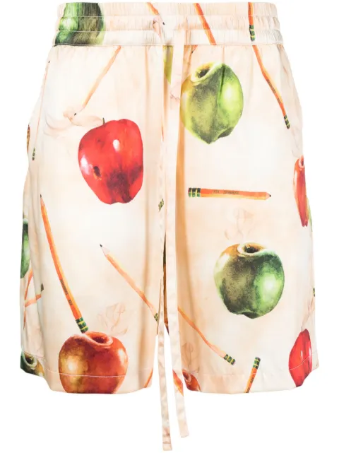 Nahmias fruit-print silk shorts Orange W23ST1270