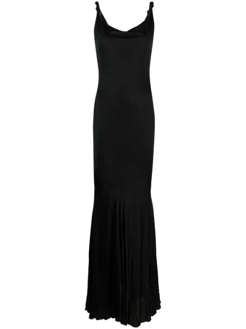 Blumarine knot-detail satin gown Black P344A008A