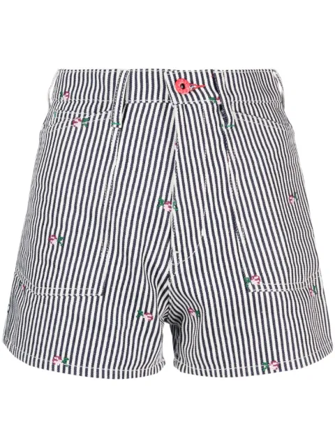 Kenzo striped embroidered high-waisted shorts White FD52DS2246J1