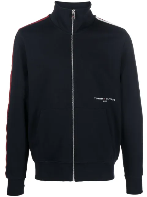 Tommy Hilfiger logo-print cotton bomber jacket Blue MW0MW30020