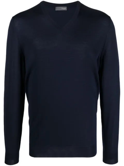 Drumohr V-neck knitted jumper Blue D0D481