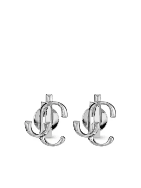 Jimmy Choo logo-lettering stud earrings Silver JCMINISTUDSCZI