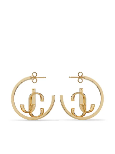 Jimmy Choo medium JC Monogram hoops Gold JCMONOGRAMHOOPSMFQ