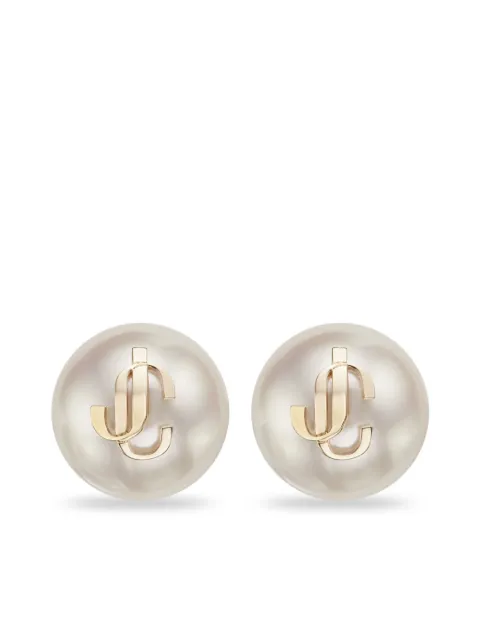 Jimmy Choo logo faux-pearl earrings White JCPEARLSTUDSDXQ